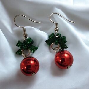 Elegant Red and Green Bauble Earrings